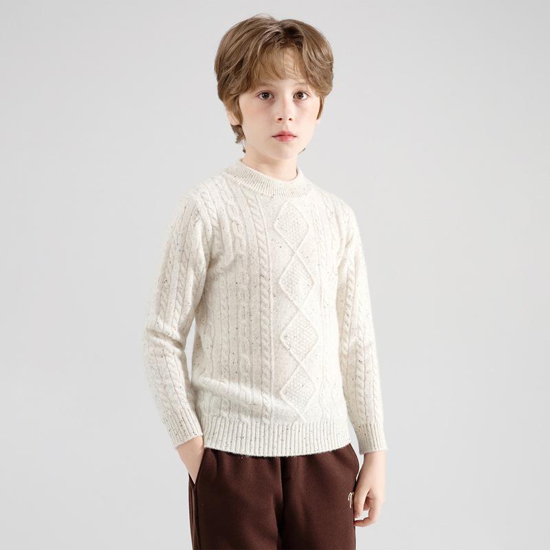 

Children s Thick Cable Knit Wool Sweater - High Neck Pullover for Boys & Girls 110 cm