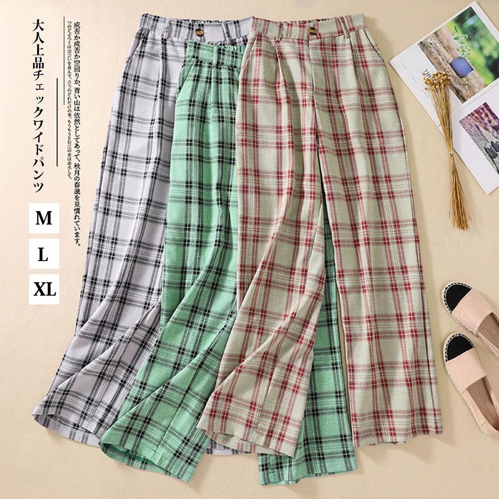 CoeFodMavo Gaucho Karomuster Elastisch Locker Perfekt für Jeden Tag Damen Weite Hosen, Muster, Lang, Baumwolle-Leinen, Taille, Taschen, Lässig, Figurschmeichelnd,
