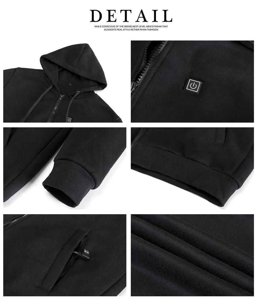 GmrvaMen Electric Heated Jacket with 5 USB 3 Temperature and Cold Weather Protection for Outdoor and Warm for Fall and Size Built-in Heaters,