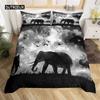 Green Grass Elephant Duvet Cover Set Microfiber Safari Animals Bedding Twin Double Bedroom Decor