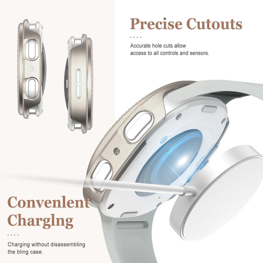 Bling Diamant Hülle für Samsung Galaxy Watch 8 40mm 44mm Zubehör Hohl PC Mauerwerk Schutz Stoßstangen Schale für galaxy watch 8 Abdeckung 46mm