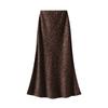 Midi Skirts for Women Elasticized Waistband A Line High Waisted Silk Long Skirt for Fall Winter Women's Leopard Print Flowy Cocktail Maxi Satin Skirts