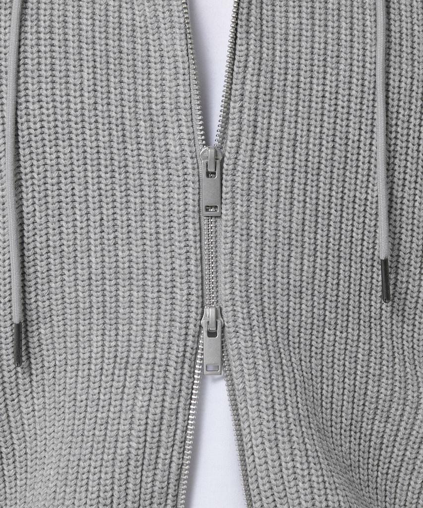 Musinsa Standard Ribbed Knit Hooded Zip-Up [Melange Gray]