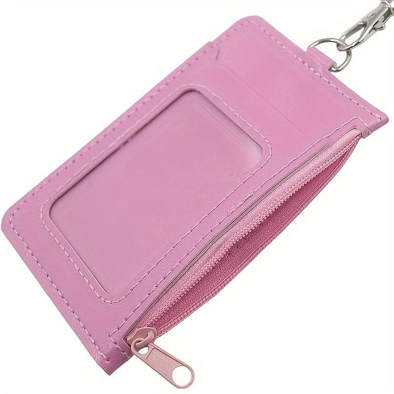 Premium Faux Leather Zippered ID Badge Holder with Multiple Card Slots and Lanyard - Perfect for Office Use