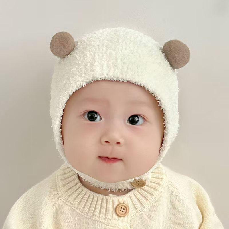 Adorable Plush Ear Protection Hat for Babies - Warm and Cozy Autumn/Winter Accessory for Boys and Girls