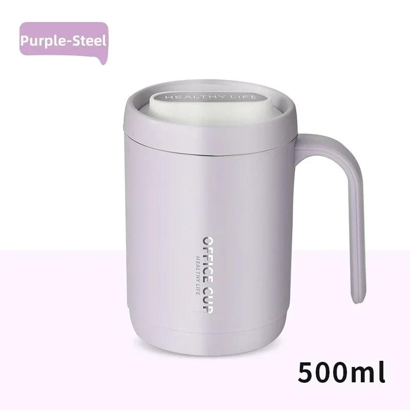 Coffee Cup Grey Creative Drinking Cup Portable Office Large Capacity Covered Milk Mug for Kitchen Travel Water Bottle Thermoses