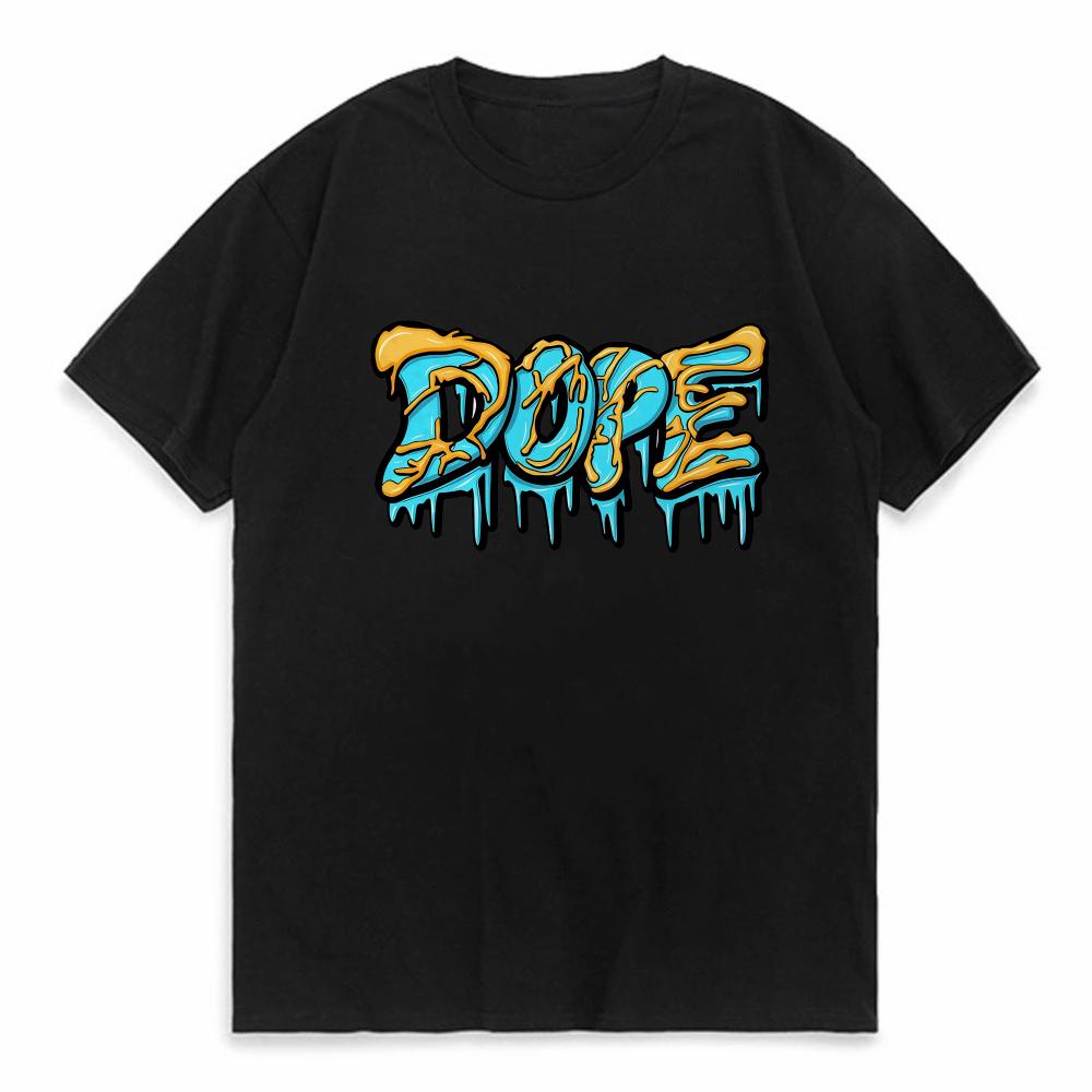 Summer mens pure cotton casual loose oversized fashionable creative DOPE letter printed round neck short sleeved Tshirt