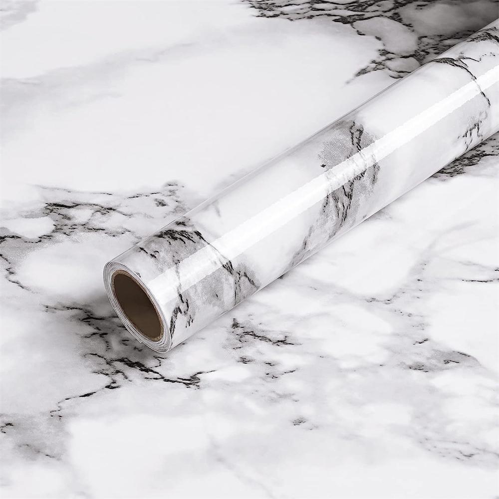 Marble Kitchen Oil-Proof Film Stove Waterproof Moisture-Proof Self-Adhesive Wallpaper Countertop Cabinet Renovation Tile Sticker
