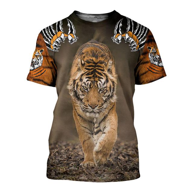 Tiger Grafik T Shirt Für Männer 3D Print Kurzarm Schwarz Tops Mode Herren Kleidung Männlich Atmungsaktive Sweatshirt Sommer Streetwear