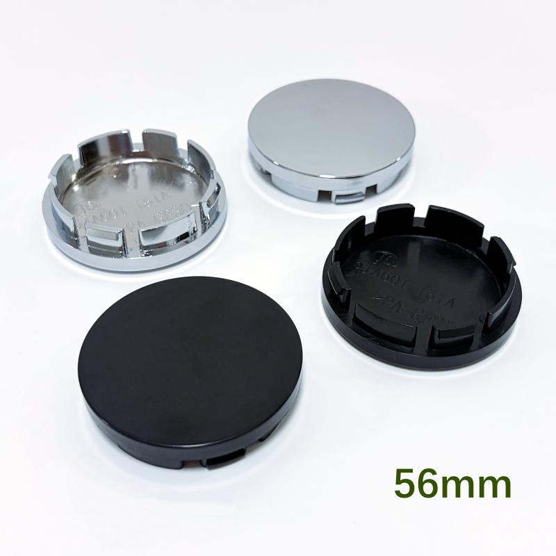 4 pezzi 68mm 65mm 60nmm 56mm 50mm 49mm 48mm Nero Cromo Argento Base Vuota Coprimozzo per Modifica Auto Universale Senza Logo Coprimozzo