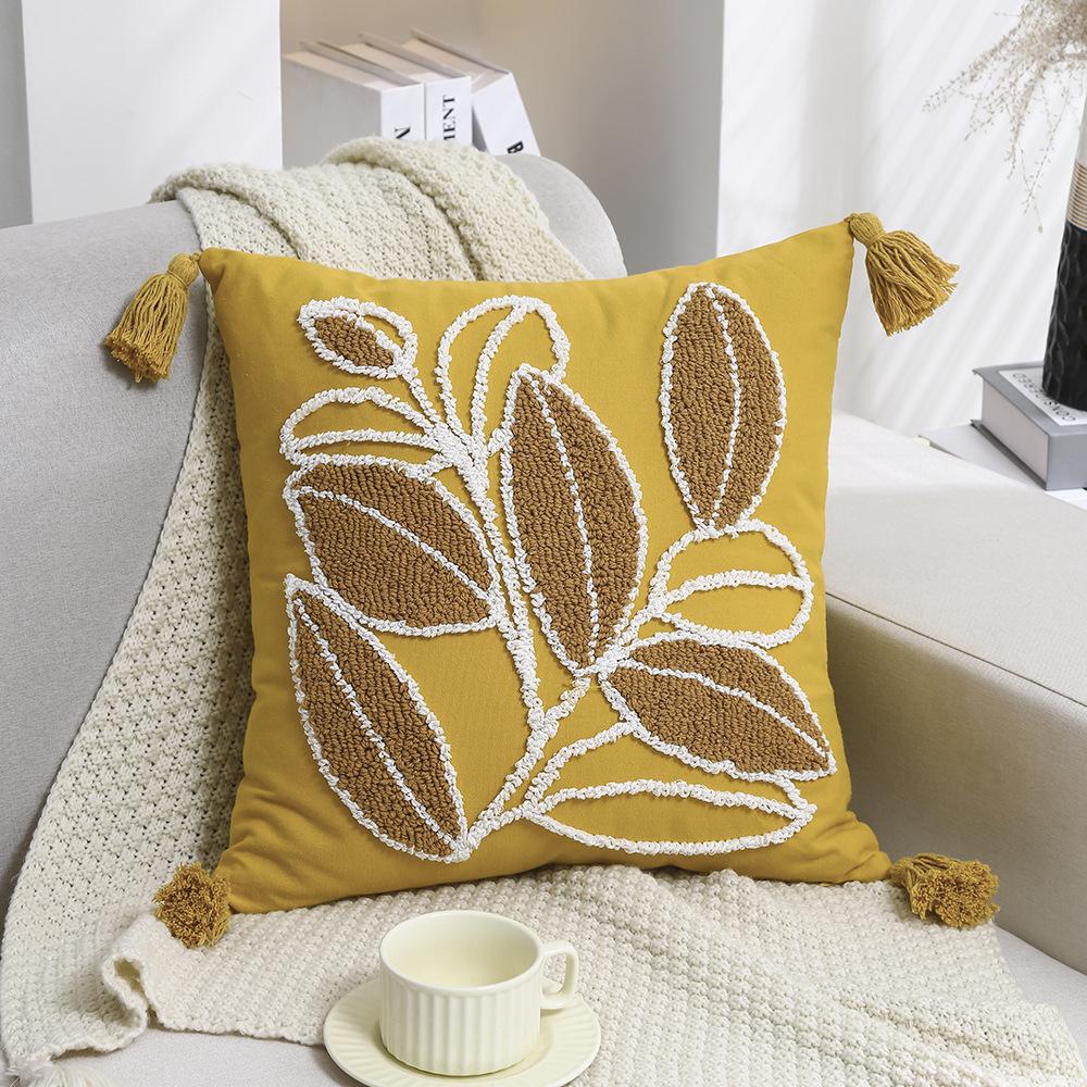 Bohemian Pillow Cushion Cover Geometry Embroidered Tassel Embroidery 45x45cm Pillowcase Living Room Sofa Home Decor