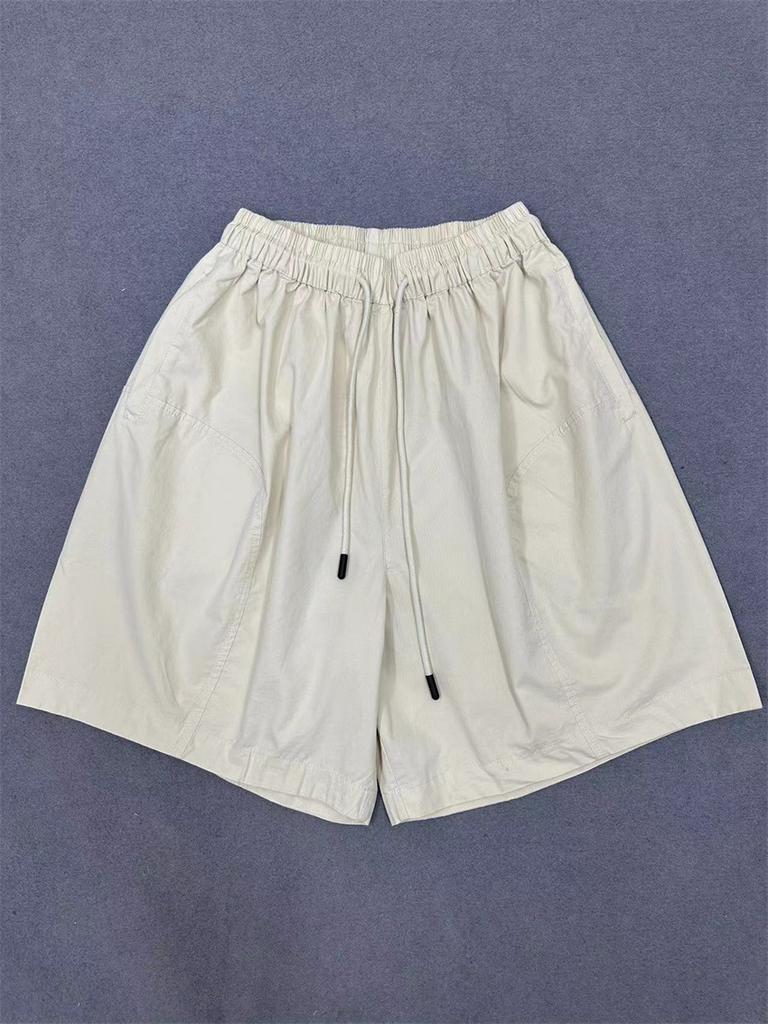 Johnature Japonské šortky se stahovací šňůrkou s vysokým pasem Dámské Letní Volné Ležérní Široké Pětipokladové Kapsáčové Kalhoty