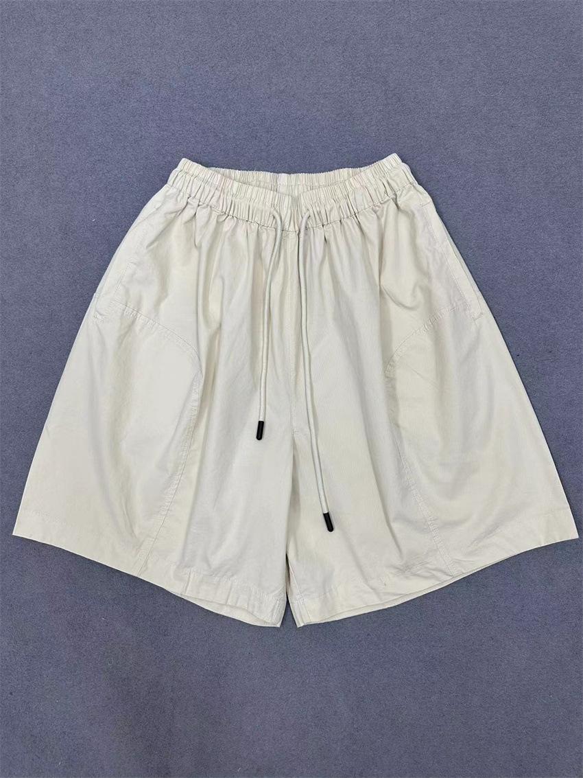 

Johnature Японские шорты с высокой талией на шнурке, женские летние свободные повседневные широкие брюки-карго с пятью точками One Size бежевый