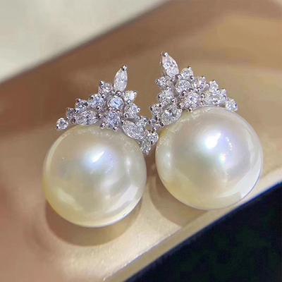 Pearl Drop Earrings Lady Engagement For Women Accessories With Shiny Zirconia Delicate Graceful JewelryElegant Drop
