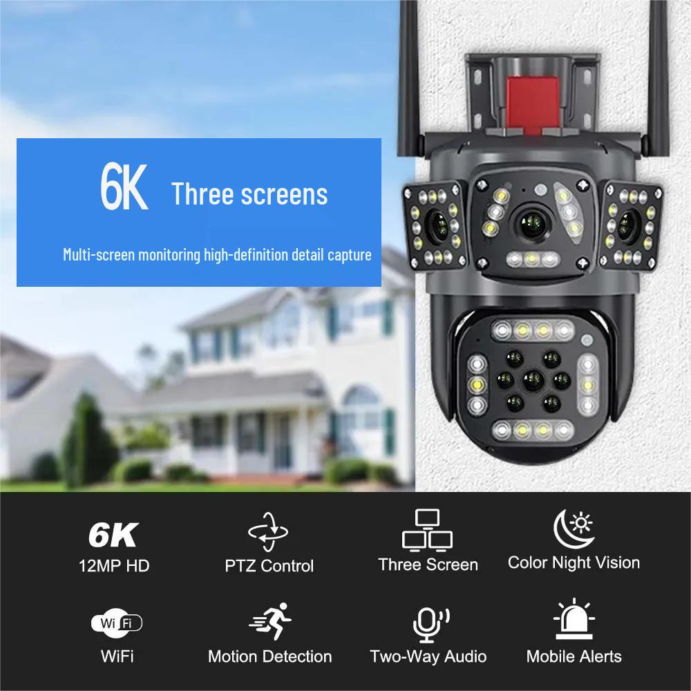 360° Dual-Lens Wireless Waterproof Outdoor Camera with Three-Screen Linkage