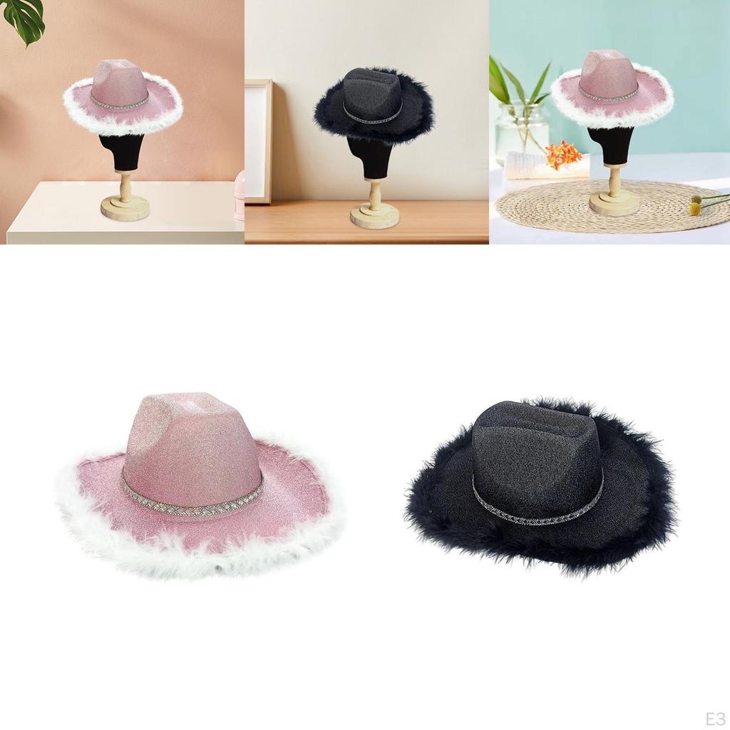 Cowboy Hat Bling Costume Accessories Wide Brim Glitter for Holidays Party Cosplay