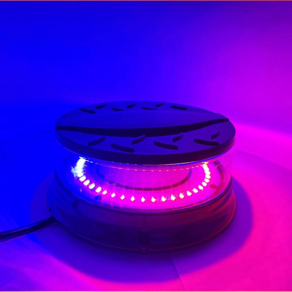 TOPKU 4.7" LED Rotating Beacon Strobe Light with 48 LEDs, Magnetic Suction Cup Base, 12-24V, 80W Power Supply, Brilliantly Bright and Compact (Blue