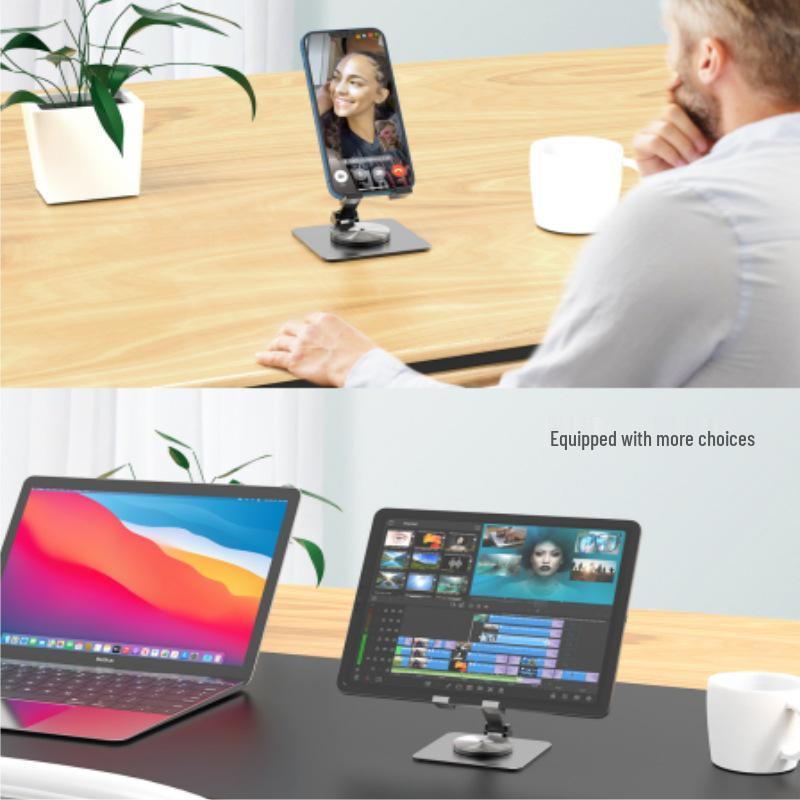 Multi-Functional Foldable Phone & Tablet Stand with Rotating Lifting Base for Live Streaming
