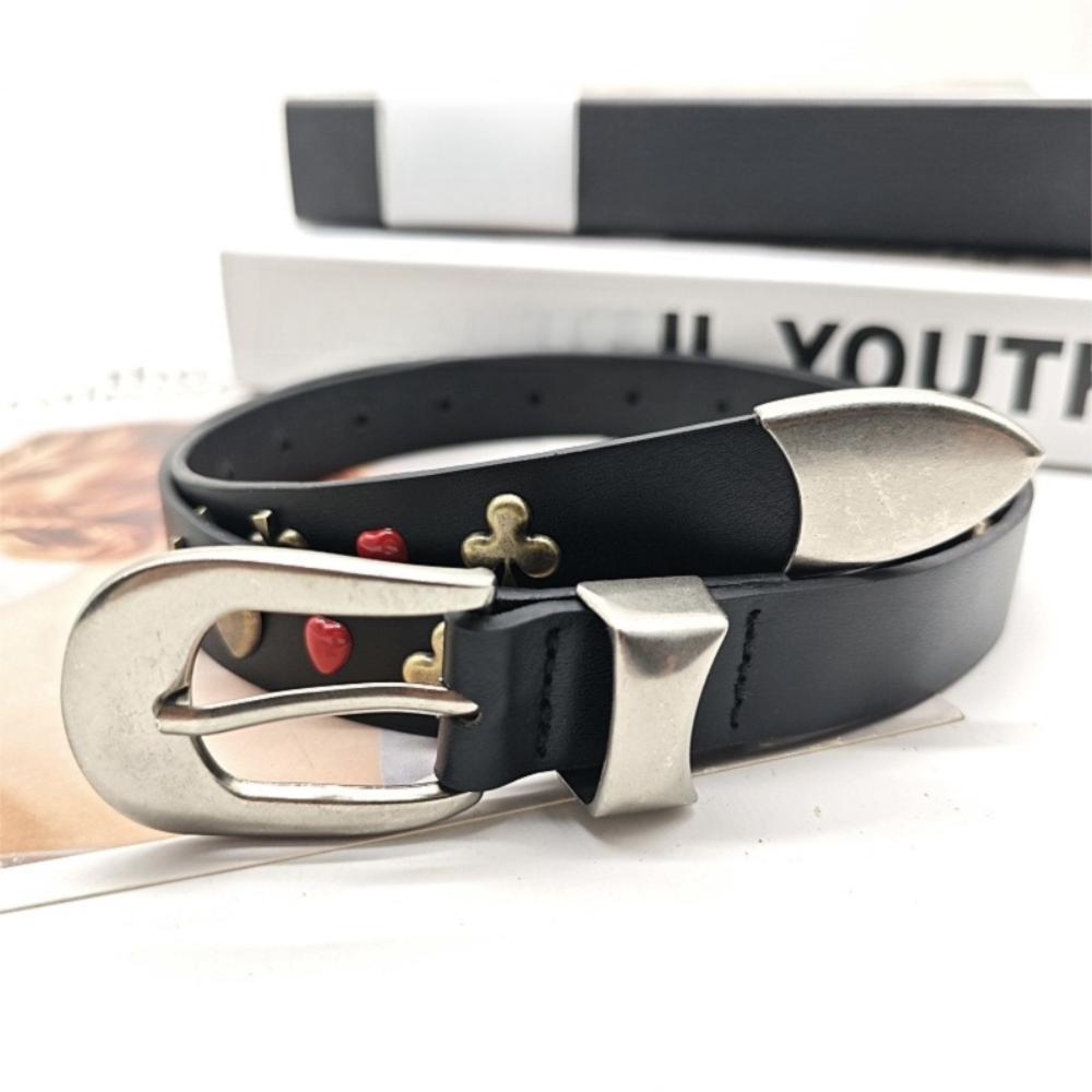 Black Rivet Waistband PU Leather Dress Jeans Belt Fashion Y2K Waist Belt  Spicy Girls