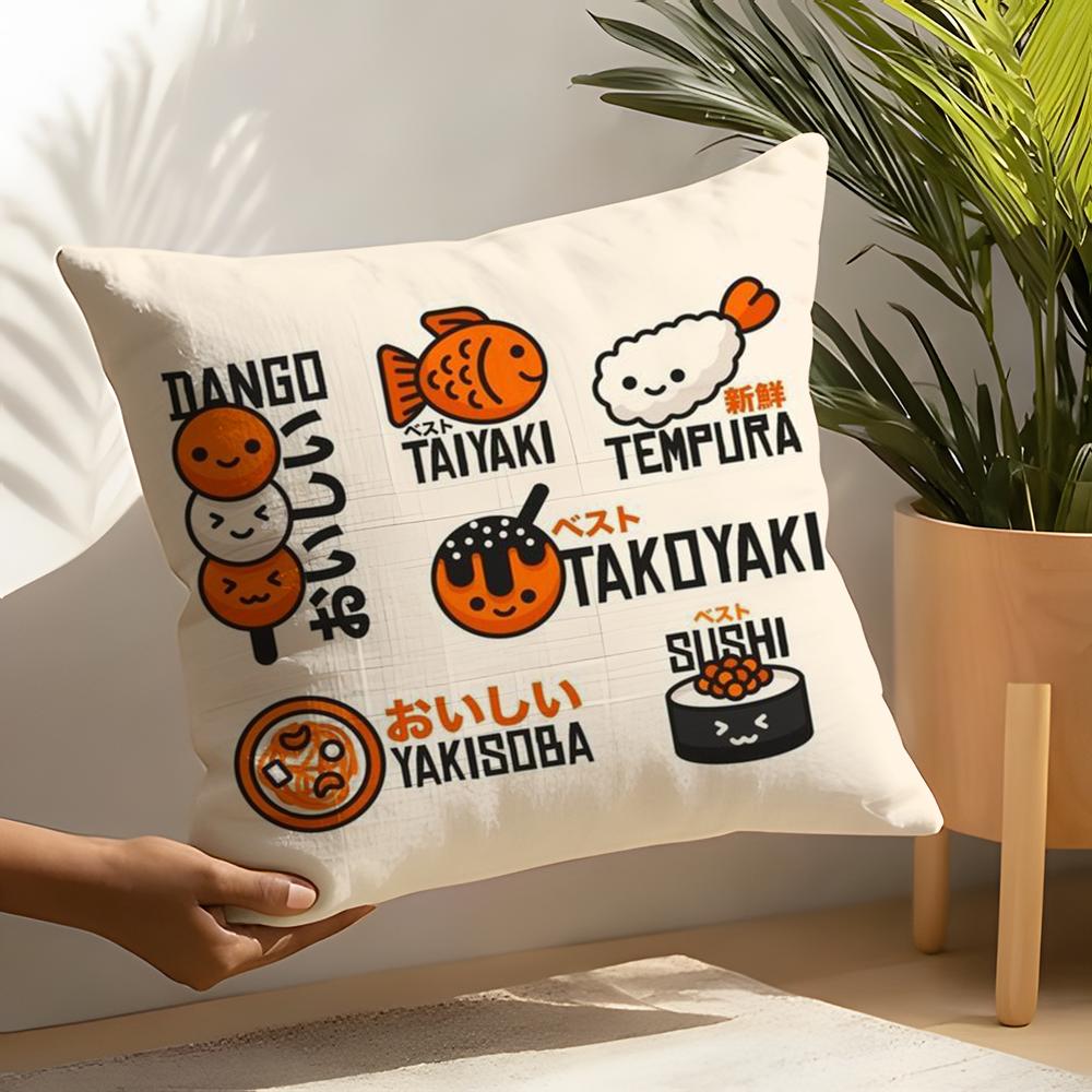 Takoyaki Japanese Food Pillow Case Home Living Room Decoration Linen Pillow Cases Cushion Cover