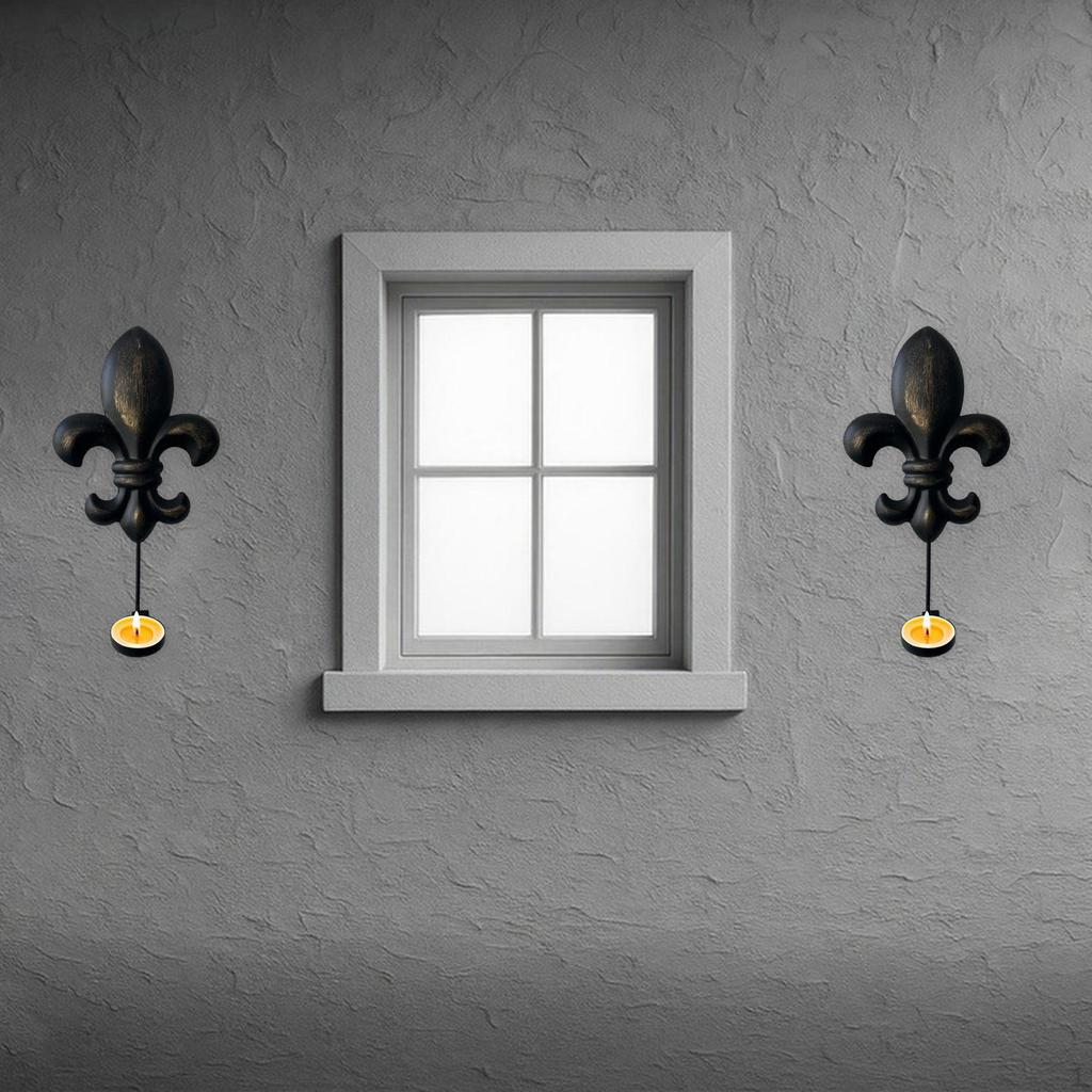 2 Pieces Iron Wall Candle Sconces Rustic Retro Ornament Candleholder Decorative for Bedroom