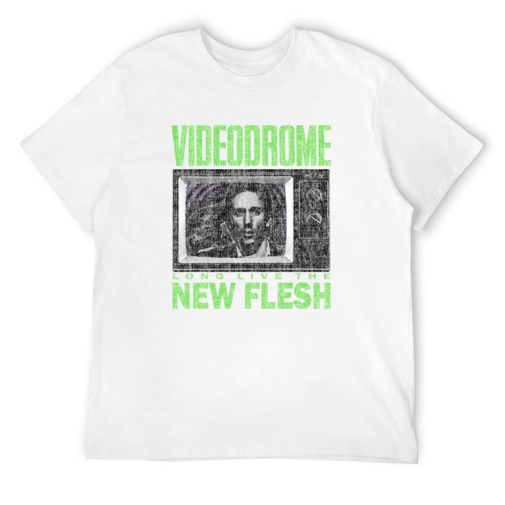 Videodrome DISTRESSED T-Shirt Vintage T-Shirts Vintage Grafik-T-Shirt Anime Kleidung Schwergewichtige T-Shirts für Männer