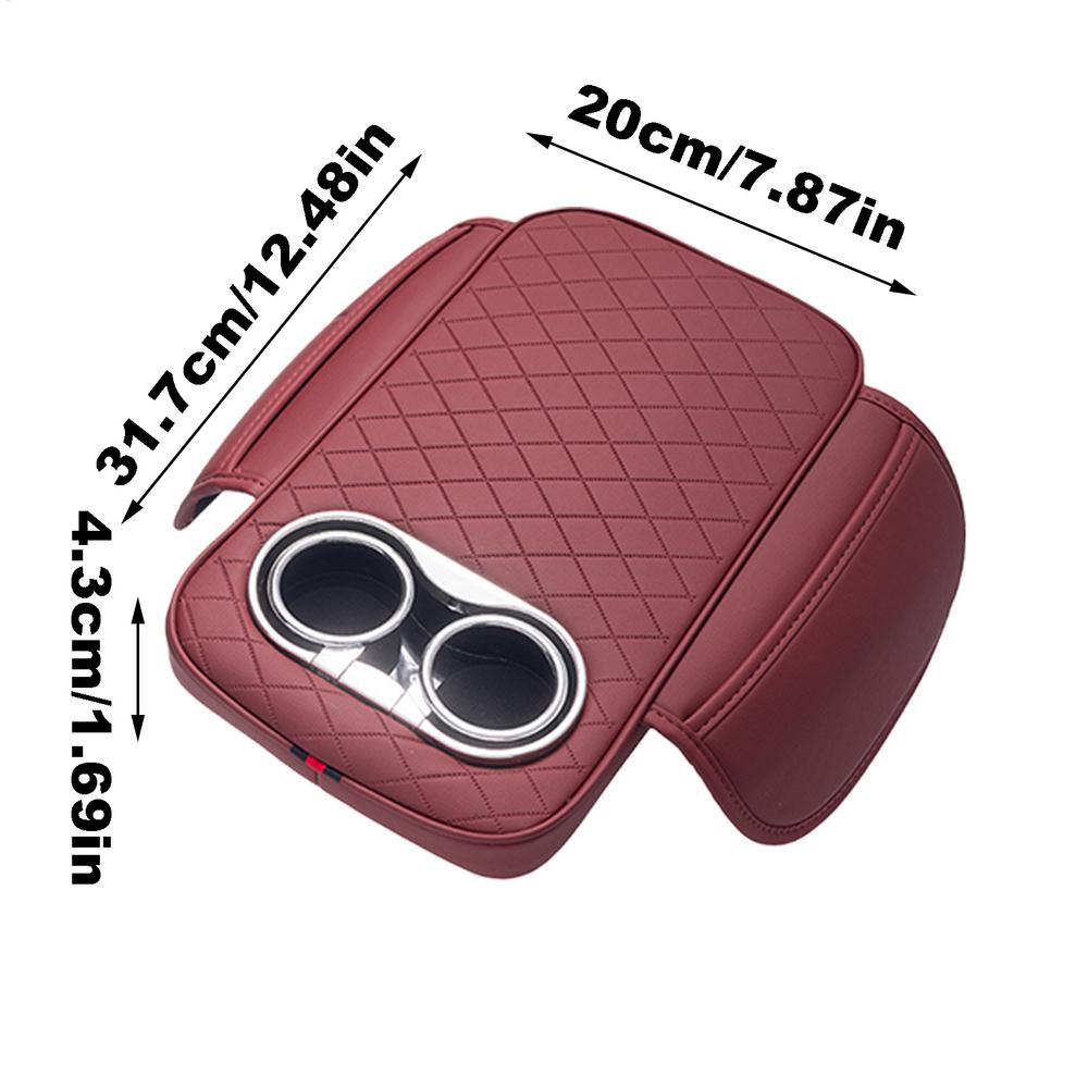 Car Armrest Cover Cushion Car Armrest with Cup Holder Center Console Arm Rest PU Leather Armrest Pillow Armrest Cushion with