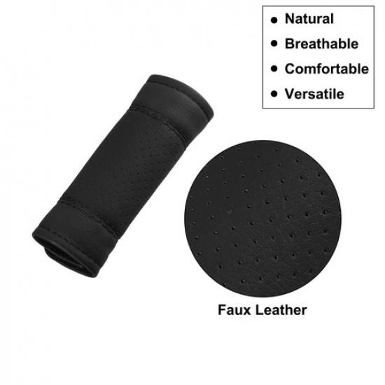 2pc Car Accessories Faux Leather Door Soft Handle Cover Protector Black