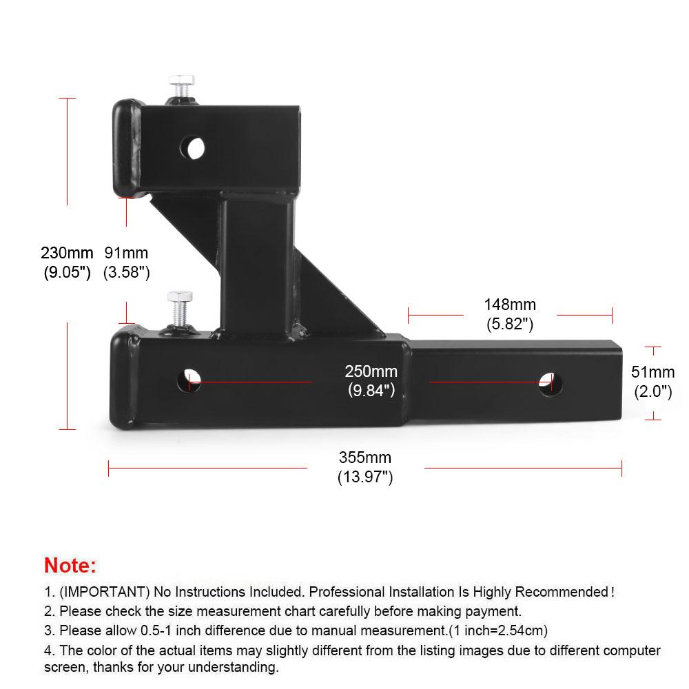 Doppelkupplungsempfänger, 2-Zoll-Anhängerkupplungsverlängerung, Riser-Anhängerkupplungsadapter, 9,84 Zoll, maximale Länge 3000 kg GTW