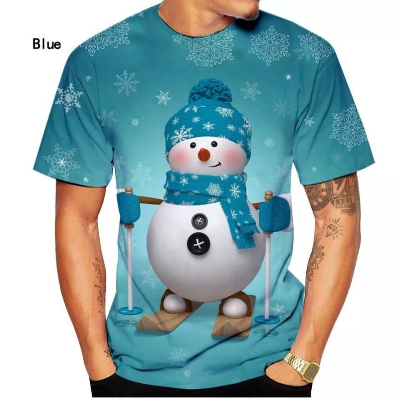 3D Digital Printed Christmas Top Men's Short Sleeve Crew Neck T-Shirt