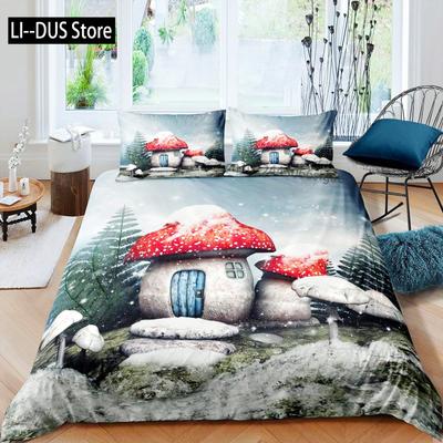 Conjunto de Roupa de Cama Montanha Nevada Cena de Neve de Inverno Capa de Edredom para Meninos Meninas Crianças Conjunto de Capa de Edredom 3D Decoração de Quarto 3 Peças Tamanho Completo