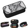Gray Snake Skin Animal Print Pencil Cases for Students Gifts Pen Box Pencil Bag Large Capacity Pencil Pouch