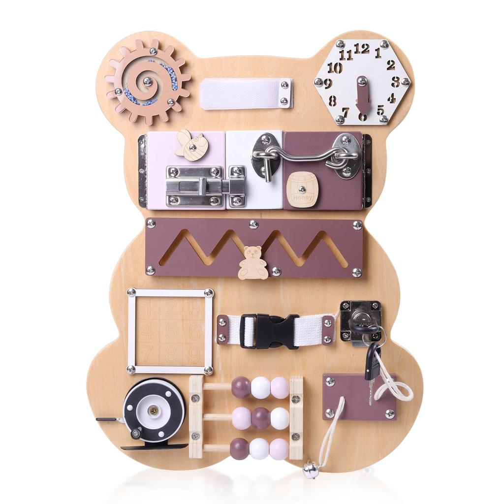 This Is Koguma-san. Wooden Busy Board, Rehabilitation Training, Care for Adults, Fingertip Brain Training, Dementia Goods, Dementia Activities for