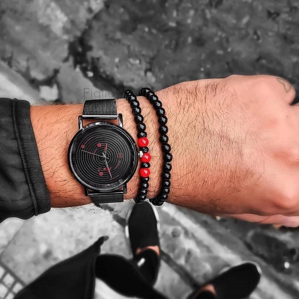 Black Matte Copper Inlaid Zirconium Diamond Ball Flying Saucer Long Bracelet Bracelet Set Wholesale Men's Woven Bracelet
