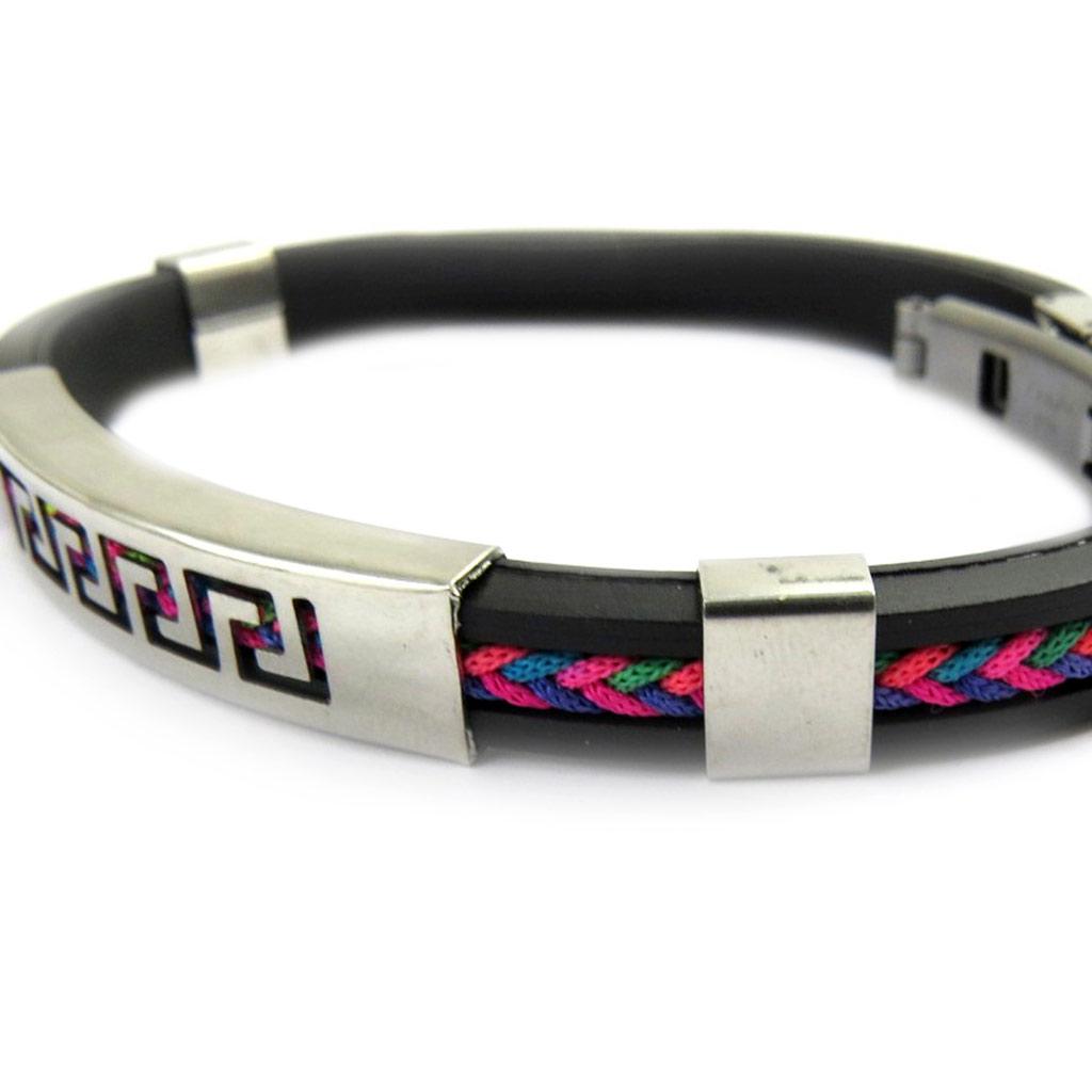 Les Trésors De Lily [M1932] - Bracelet acier 'Rhodes' noir multicolore