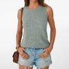 Dámské topy Kulatý výstřih Bez rukávů Slim Fit Pletené topy Jednobarevné Elastické Žebrované Tílka na denní nošení