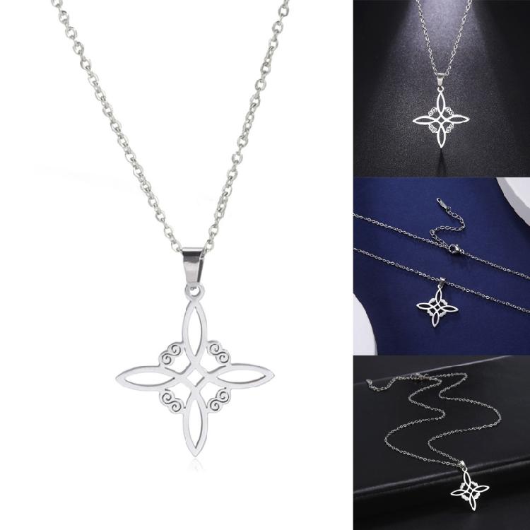 Stainless Steel Witchcraft Clavicle Chain Celtic-Witch-Knot Pendant Choker Chain