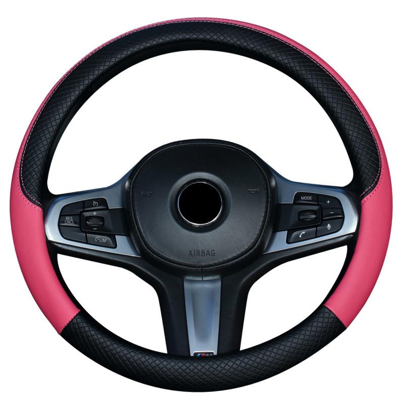 Universal Leather Car Steering Wheel Cover All Season Carbon Fiber Pattern Anti-Slip Protective Handle Gear Inner