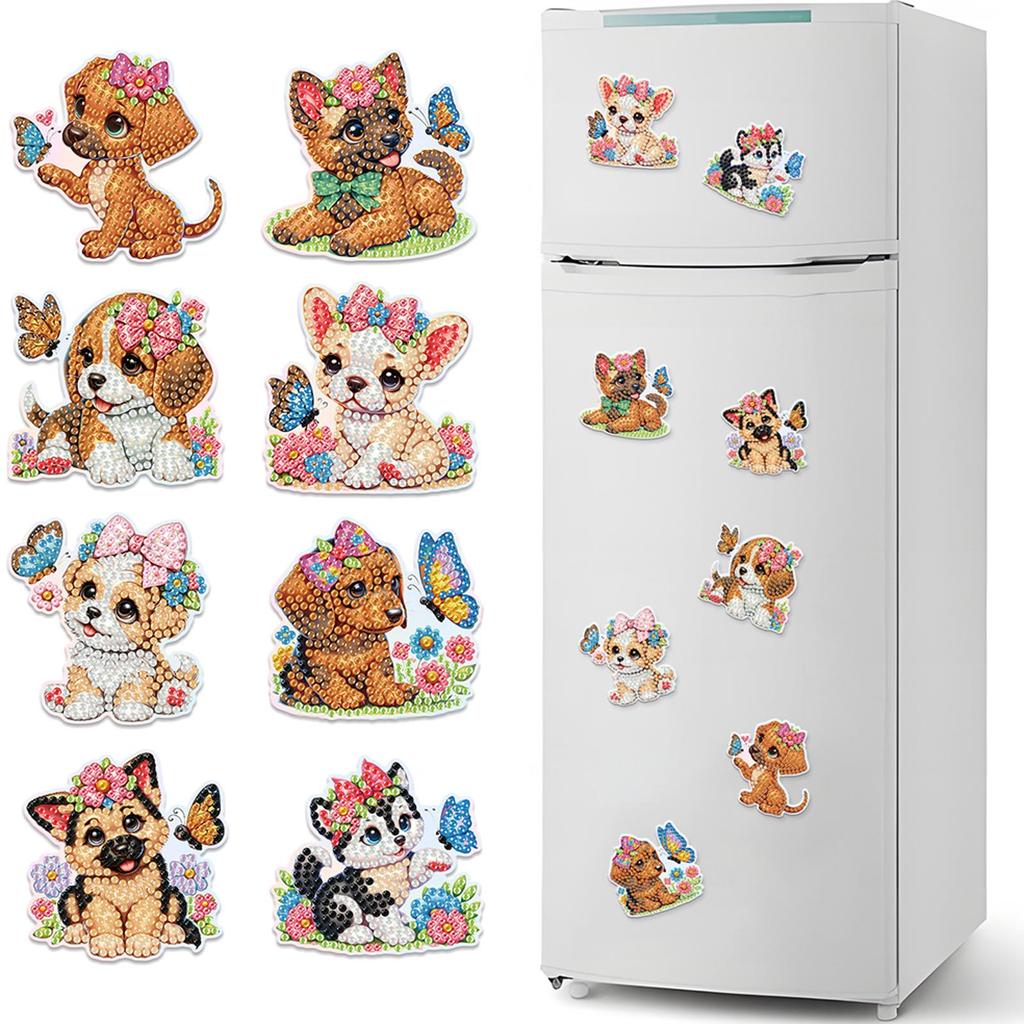 6Pcs Animal Pattern DIY DIY Diamond Painting Magnets Kit Crystal Sparkling Diamond Magnets Set for Refrigerator Mailbox Decor