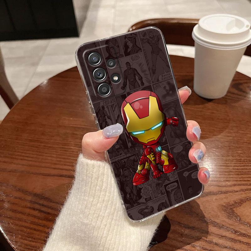 Cute Cartoon Avengers Marvel Ironman Clear Case For Samsung Galaxy A57 A37 A56 A36 A55 A54 A35 A26 A07 A17 A16 A06 A36 A15 Cover