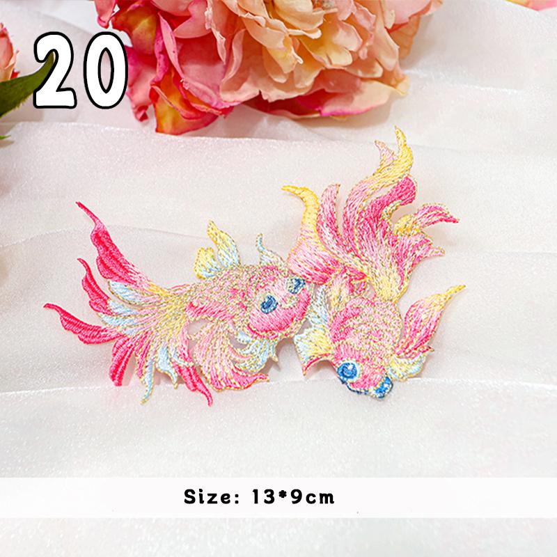 2 Pcs Chinese Style Koi Fish Embroidery Cloths Patch Cheongsam Qipao Hanfu DIY Patches Applique Cloth Stickers Accessories