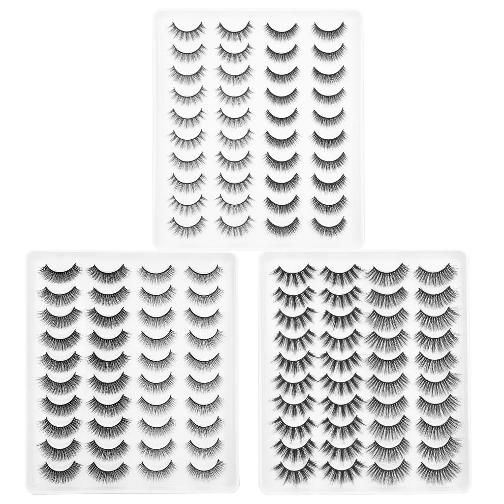 20 Pairs Makeup Long Thick False Eyelashes Daily Use Curly Dense False Lashes Set