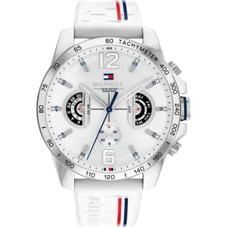 Tommy Hilfiger Tucker Weiße Zifferblatt Weiße Silikonarmband Herren Quarz Uhr 1710676