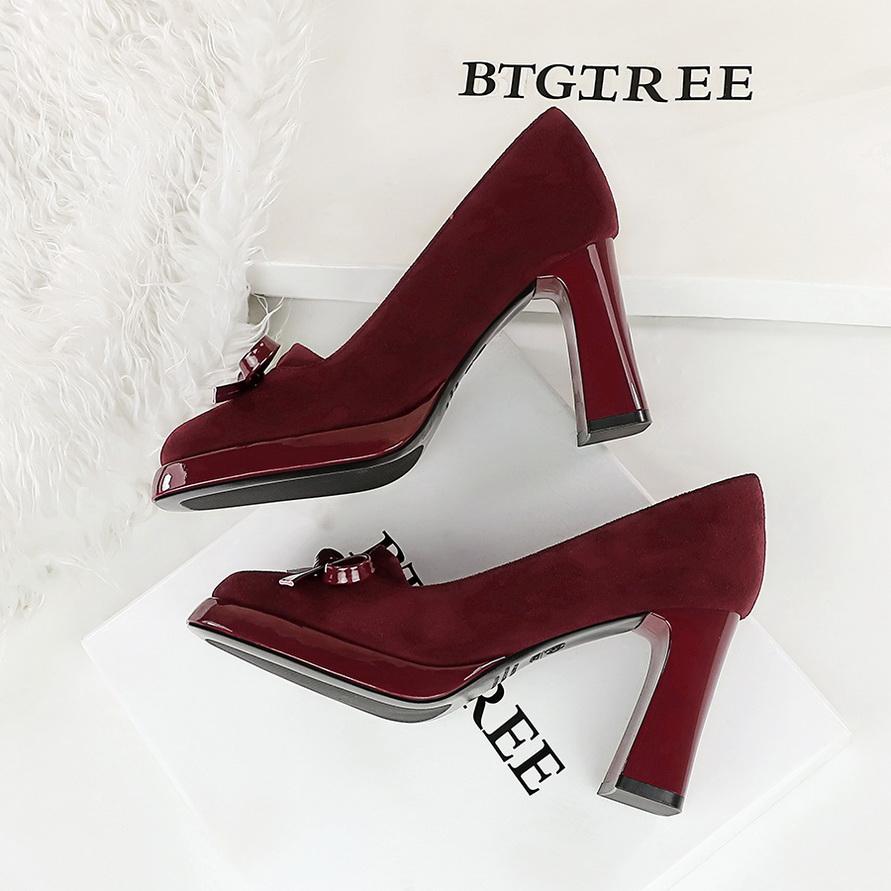 Voděodolné platformové boty na vysokém podpatku se čtvercovou špičkou, semišová dekorace s motýlí mašlí, dámské boty s mělkým výstřihem, super vysoké podpatky, lodičky