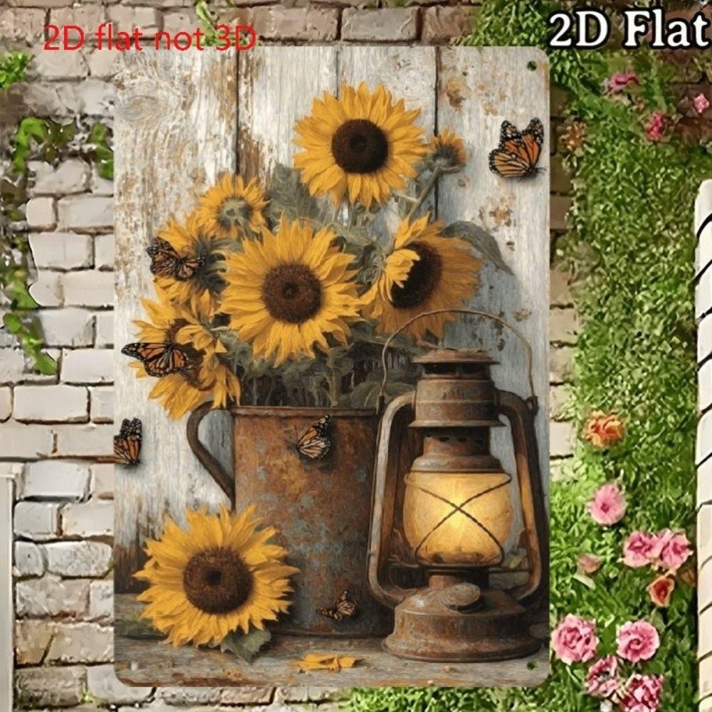 Vintage Metal Wall Poster Teal Rose Teacup 20x30cm Wall Decor