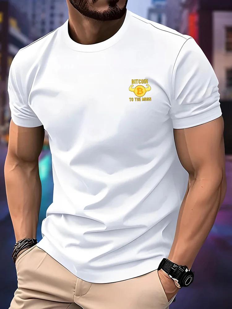 Unisexs Bitcoin To The Moon TShirt Crypto Currency Print ONeck Short Sleeve Casual Streetwear Graphic Tee Tops