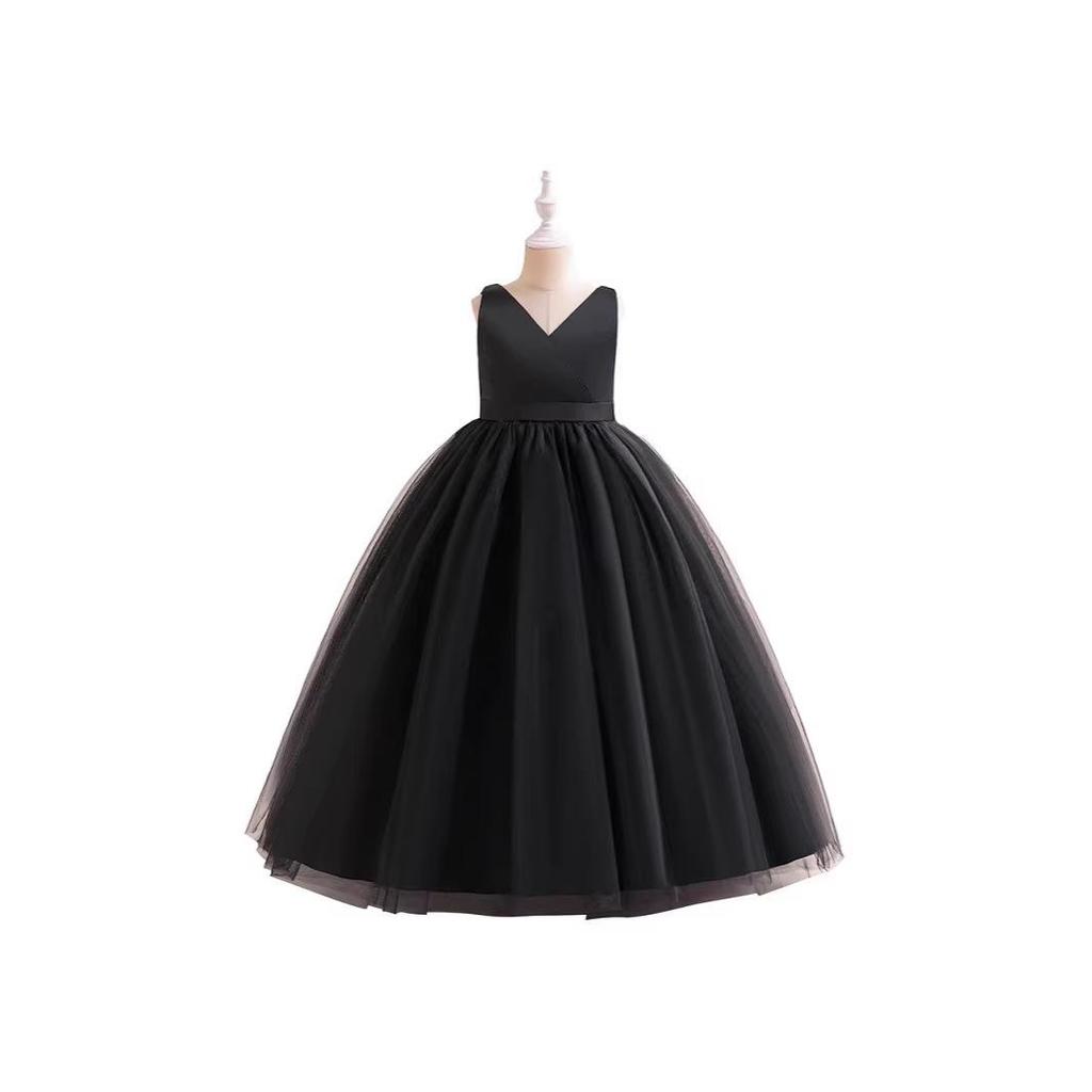 European & American Style Girls' Puffy Satin Mesh Sleeveless Gown for Weddings, Birthdays, & Performances - 2022 Collection