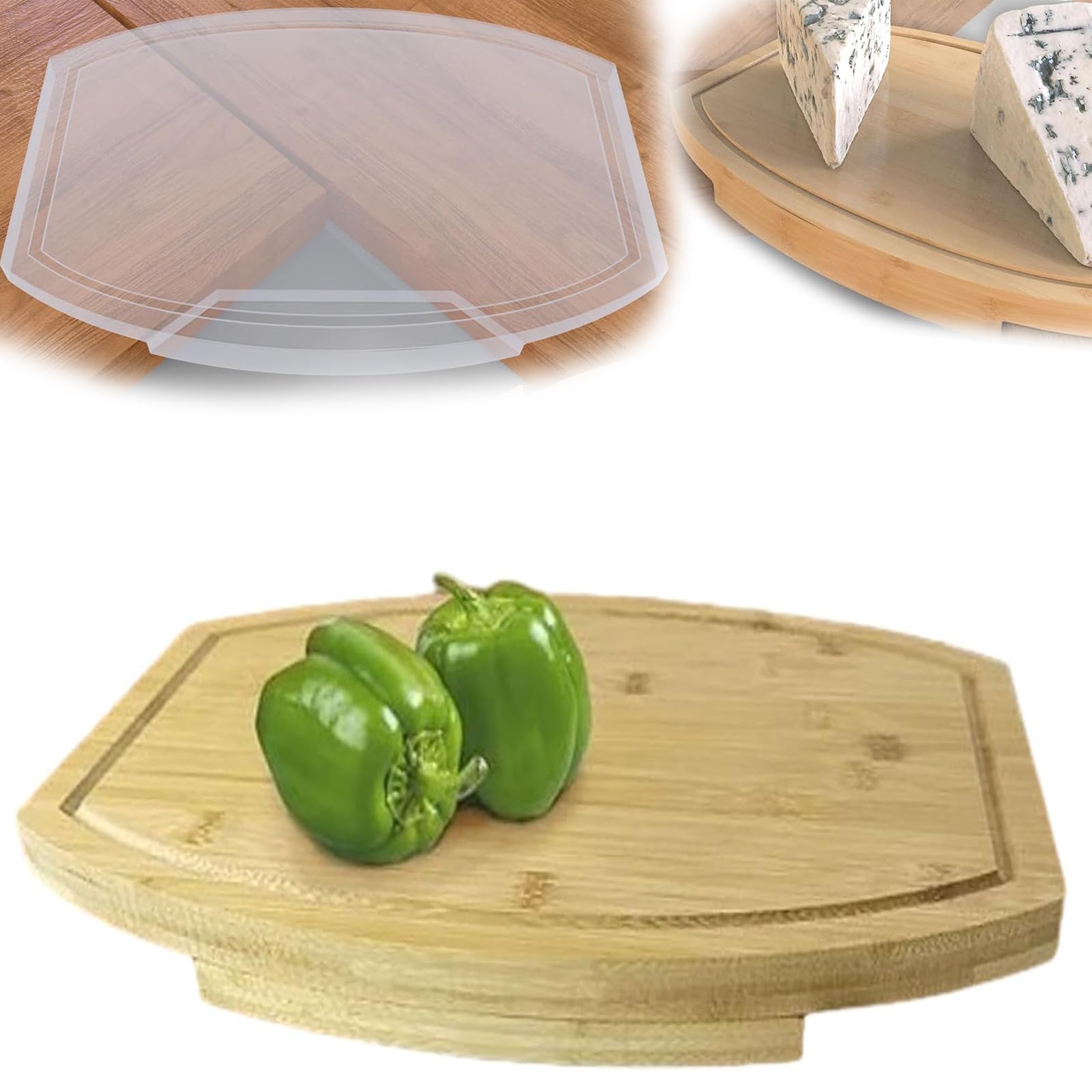 

Corner Cutting Board for Kitchen Countertop Space Saving Bamboo Wood Corner Chopping Block (BPA Free, No FDA) A