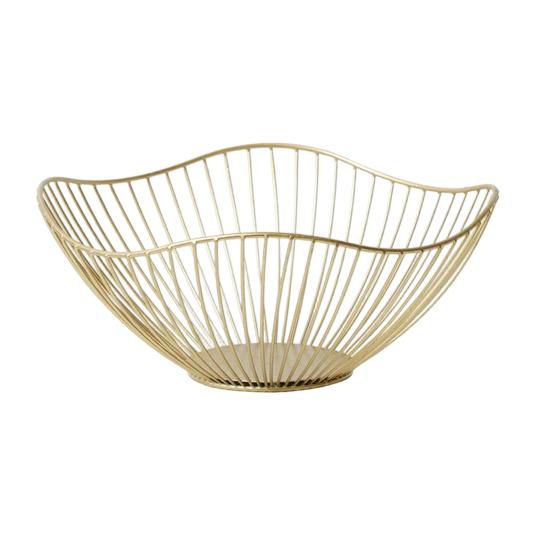 

Metal Wire Fruit Basket Decorative Fruit Holder Stand for Kitchen Countertop Home Decor Single Tier Iron Serving Bowl for Fruits Veggies Snacks M золотистий