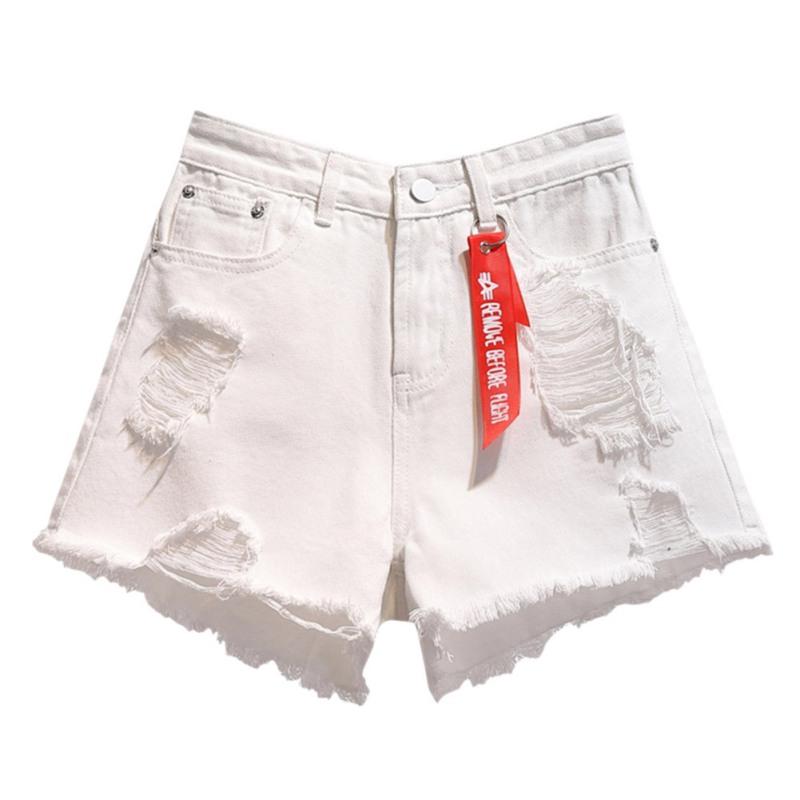 

Женские однотонные джинсовые шорты с высокой талией, облегающие, свободные, с дырками XL